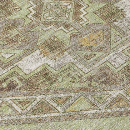 5' X 8' Green And Brown Southwestern Washable Indoor Outdoor Area Rug HomeRoots