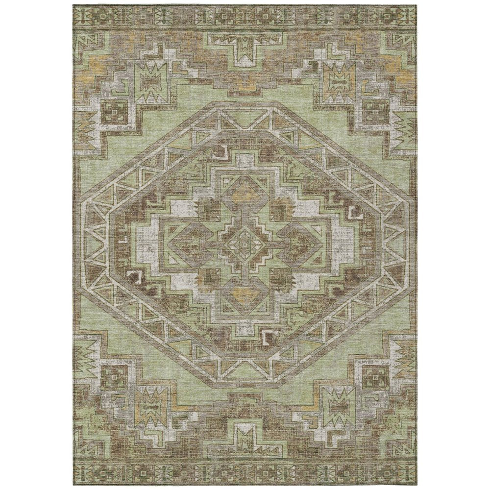 9' X 12' Green And Brown Southwestern Washable Indoor Outdoor Area Rug HomeRoots