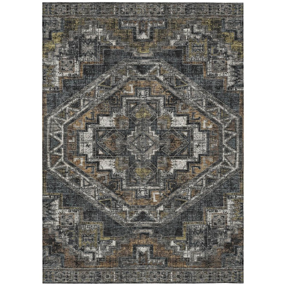 10' X 14' Black And Graphite Southwestern Washable Indoor Outdoor Area Rug HomeRoots