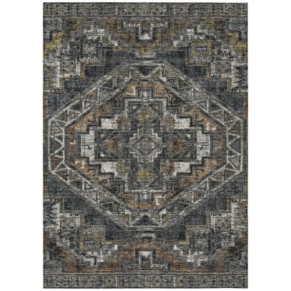 10' X 14' Black And Graphite Southwestern Washable Indoor Outdoor Area Rug HomeRoots