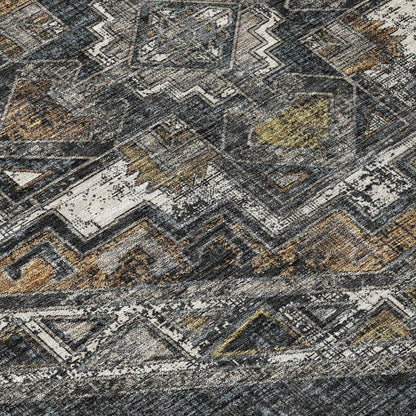 10' X 14' Black And Graphite Southwestern Washable Indoor Outdoor Area Rug HomeRoots