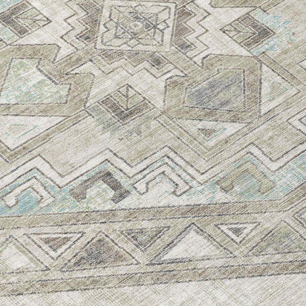 5' X 8' Ivory And Pewter Southwestern Washable Indoor Outdoor Area Rug HomeRoots