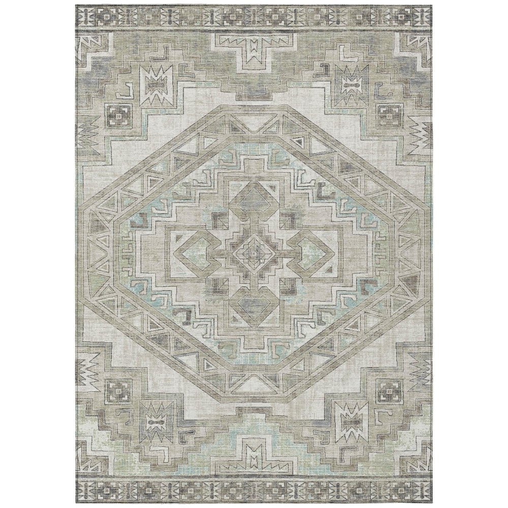 8' X 10' Ivory And Pewter Southwestern Washable Indoor Outdoor Area Rug HomeRoots