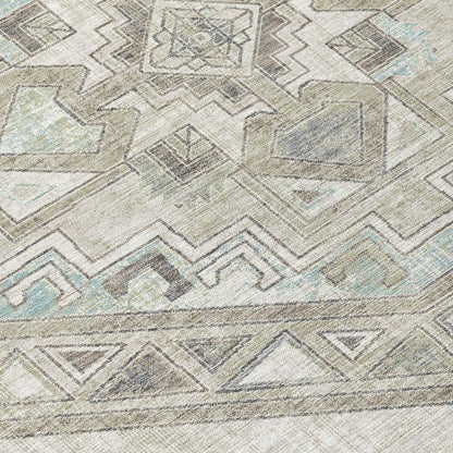 10' X 14' Ivory And Pewter Southwestern Washable Indoor Outdoor Area Rug HomeRoots