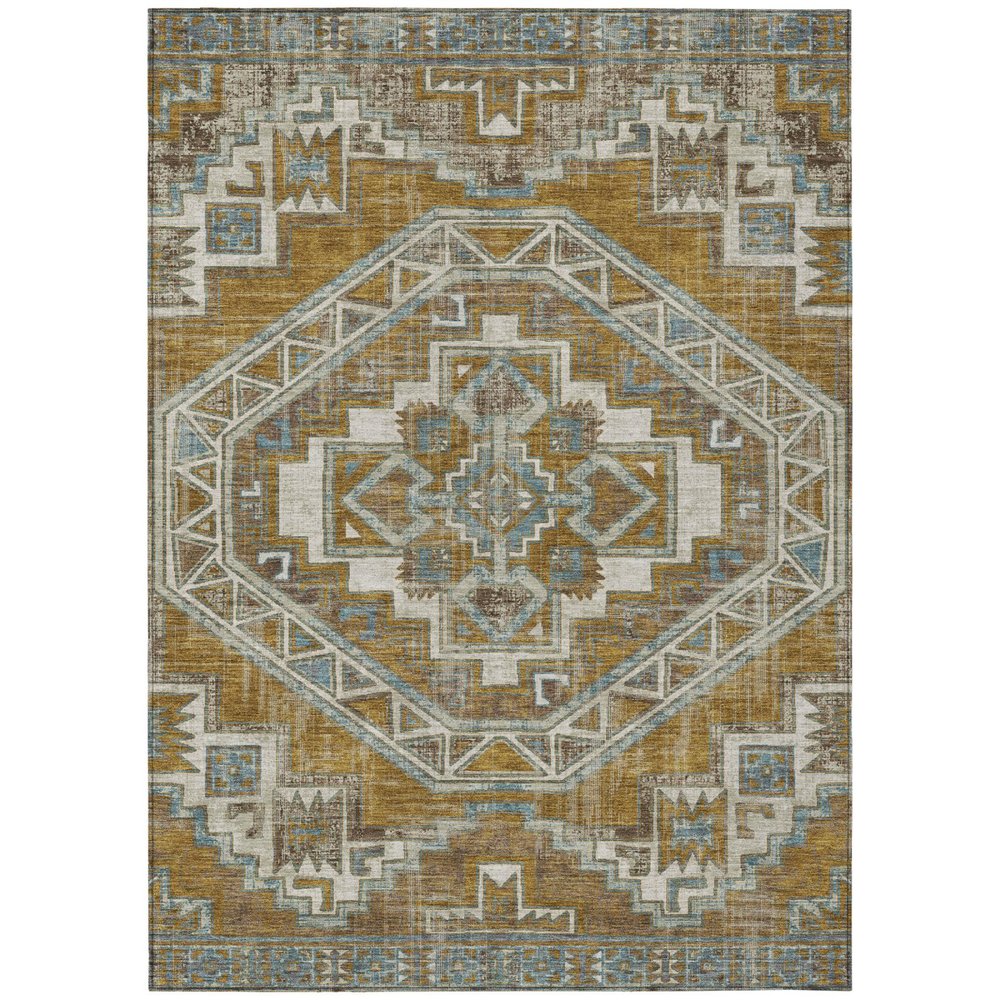 3' X 5' Walnut And Gold Southwestern Washable Indoor Outdoor Area Rug HomeRoots