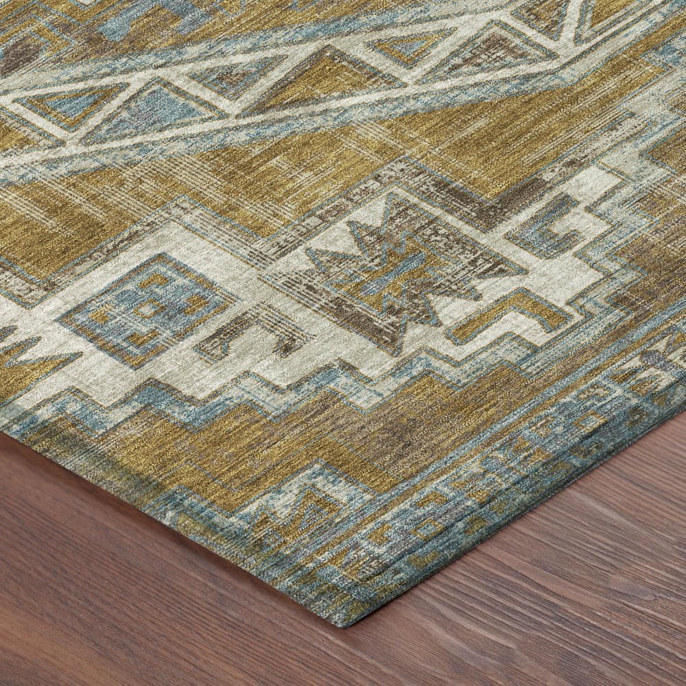 3' X 5' Walnut And Gold Southwestern Washable Indoor Outdoor Area Rug HomeRoots