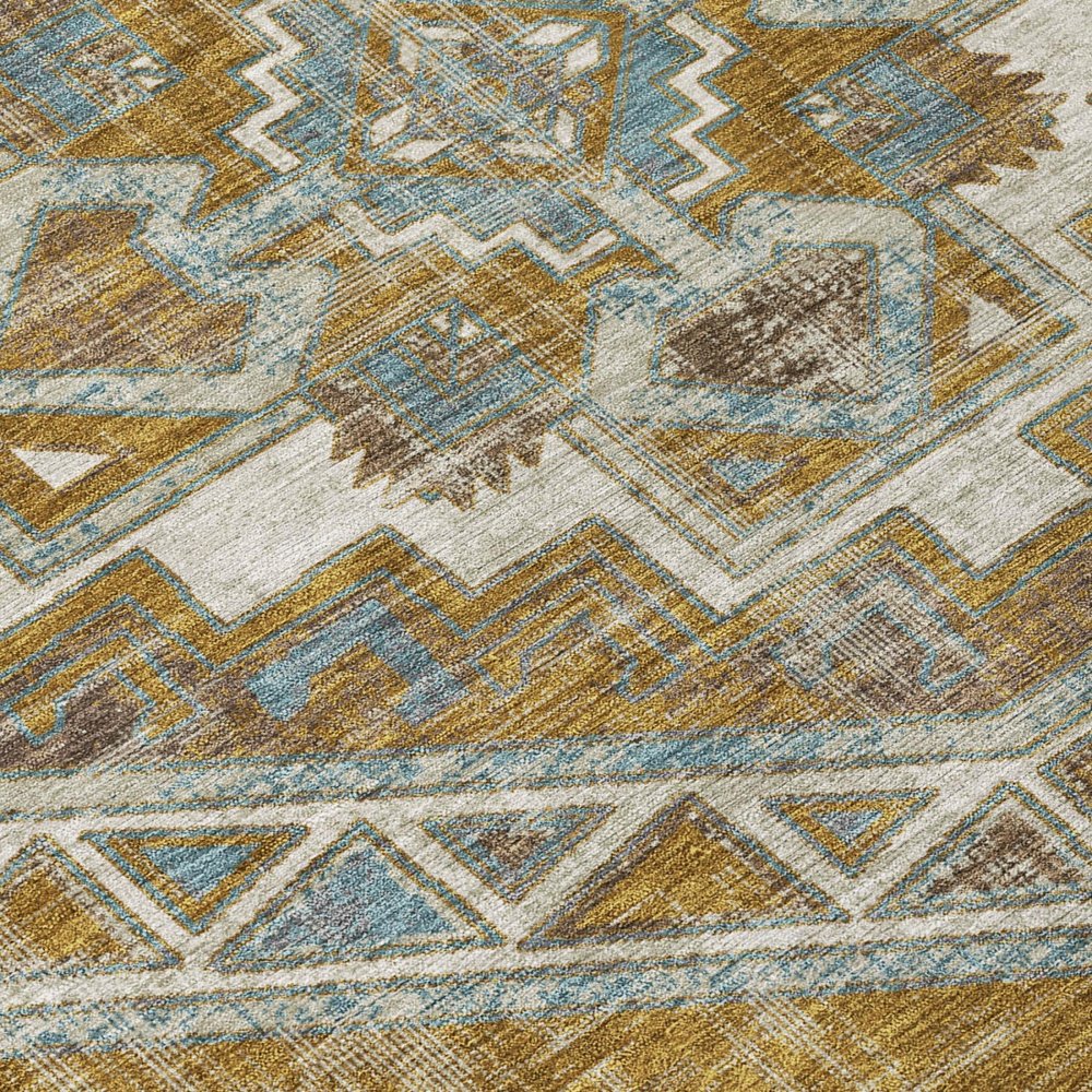 3' X 5' Walnut And Gold Southwestern Washable Indoor Outdoor Area Rug HomeRoots