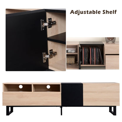 Modern TV Stand for 80'' TV with Double Storage Space Media Console Table Entertainment Center with Drop Down Door - FurniFindUSA