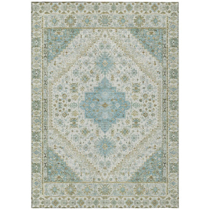5' X 8' Ivory And Silver Oriental Washable Indoor Outdoor Area Rug HomeRoots