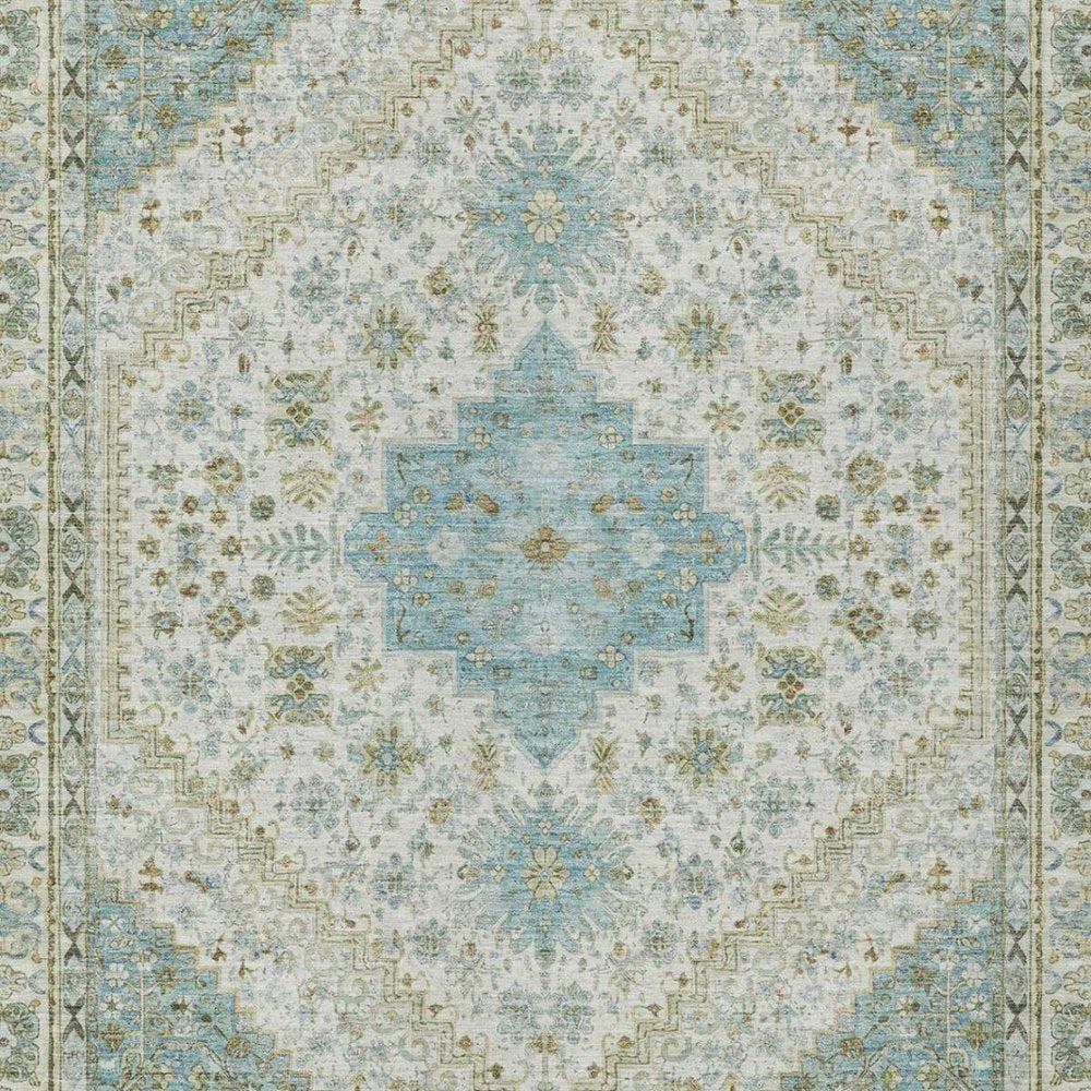 8' X 10' Ivory And Silver Oriental Washable Indoor Outdoor Area Rug