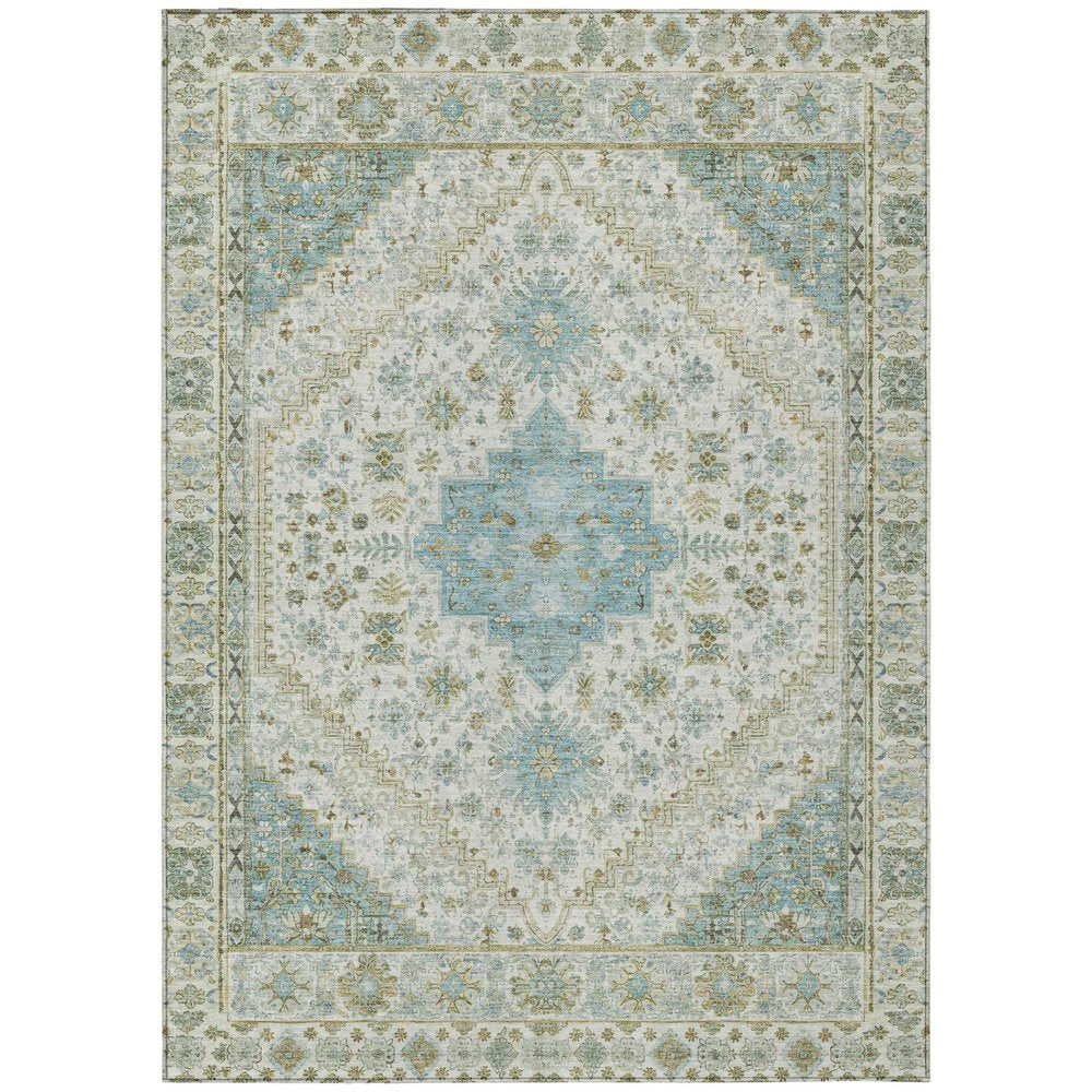 8' X 10' Ivory And Silver Oriental Washable Indoor Outdoor Area Rug HomeRoots