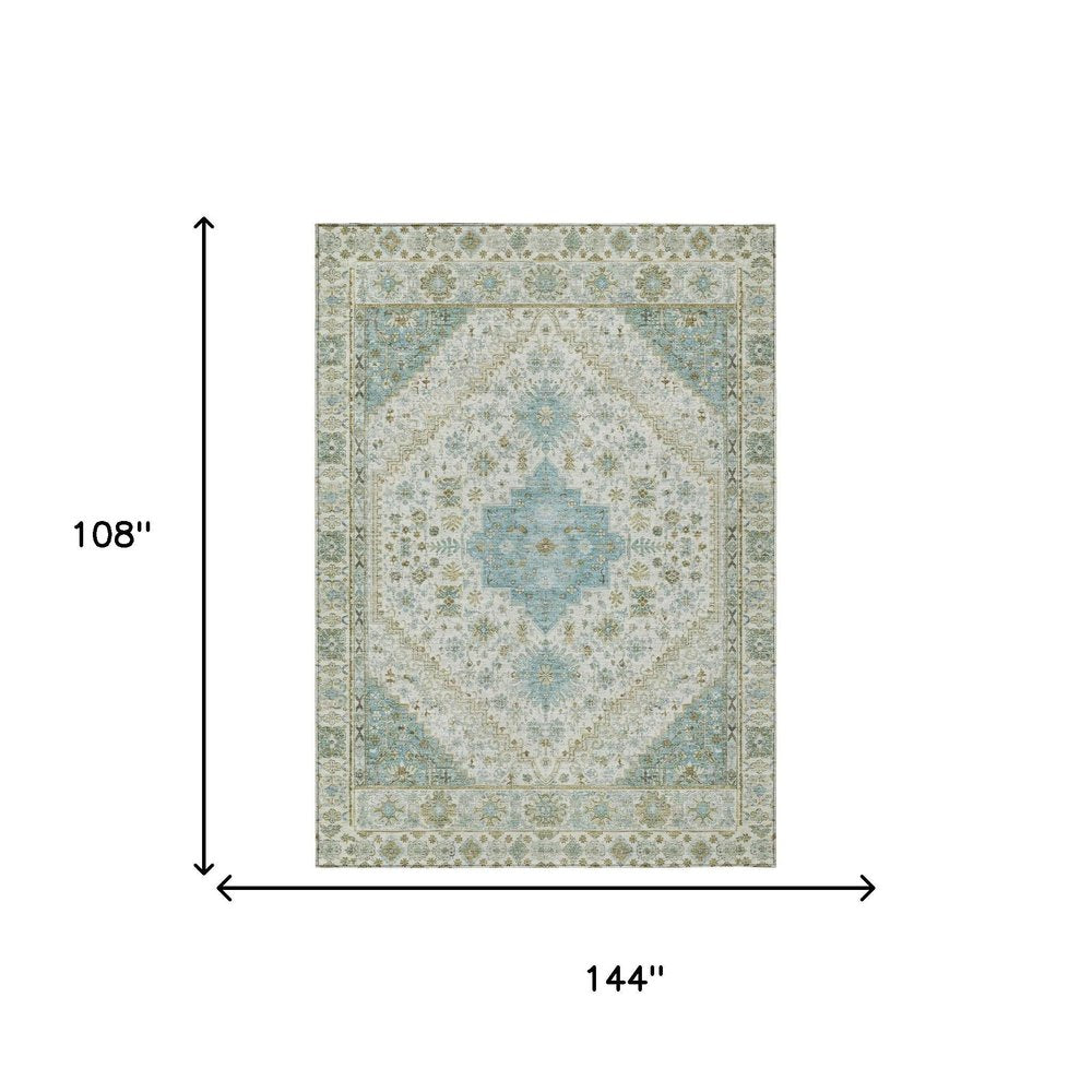 9' X 12' Ivory And Silver Oriental Washable Indoor Outdoor Area Rug HomeRoots