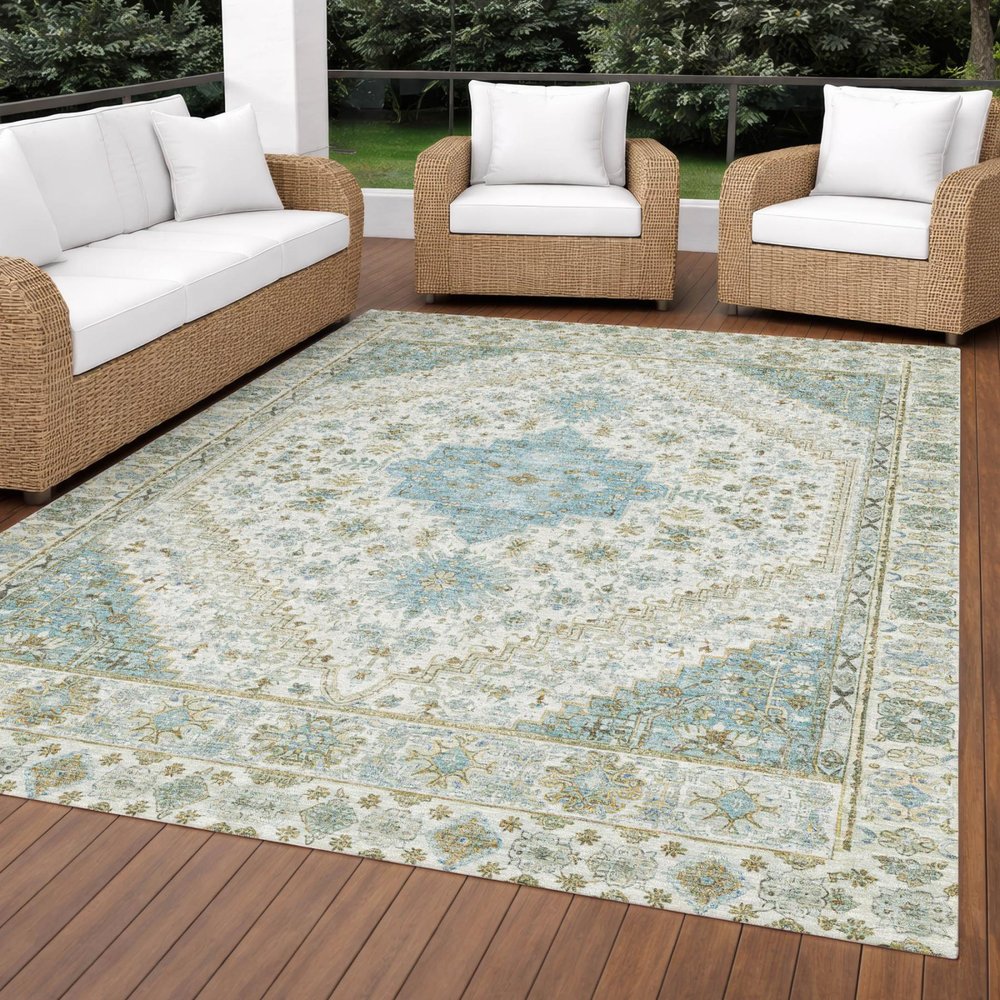 9' X 12' Ivory And Silver Oriental Washable Indoor Outdoor Area Rug HomeRoots