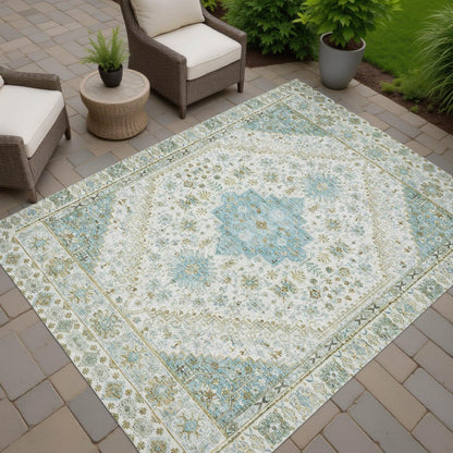 9' X 12' Ivory And Silver Oriental Washable Indoor Outdoor Area Rug HomeRoots