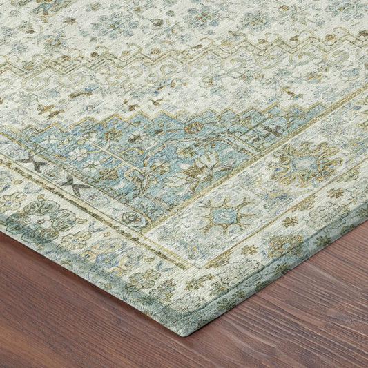10' X 14' Ivory And Silver Oriental Washable Indoor Outdoor Area Rug