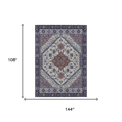 9' X 12' Linen And Ivory Oriental Washable Indoor Outdoor Area Rug HomeRoots
