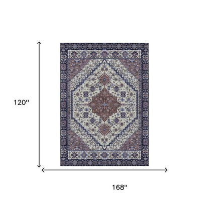 10' X 14' Linen And Ivory Oriental Washable Indoor Outdoor Area Rug HomeRoots