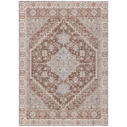 5' X 8' Orange And Beige Oriental Washable Indoor Outdoor Area Rug HomeRoots