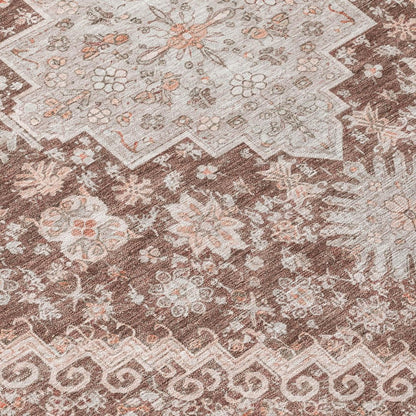 5' X 8' Orange And Beige Oriental Washable Indoor Outdoor Area Rug HomeRoots