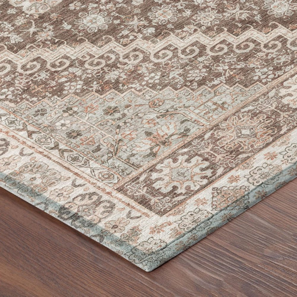 10' X 14' Orange And Beige Oriental Washable Indoor Outdoor Area Rug — view 2