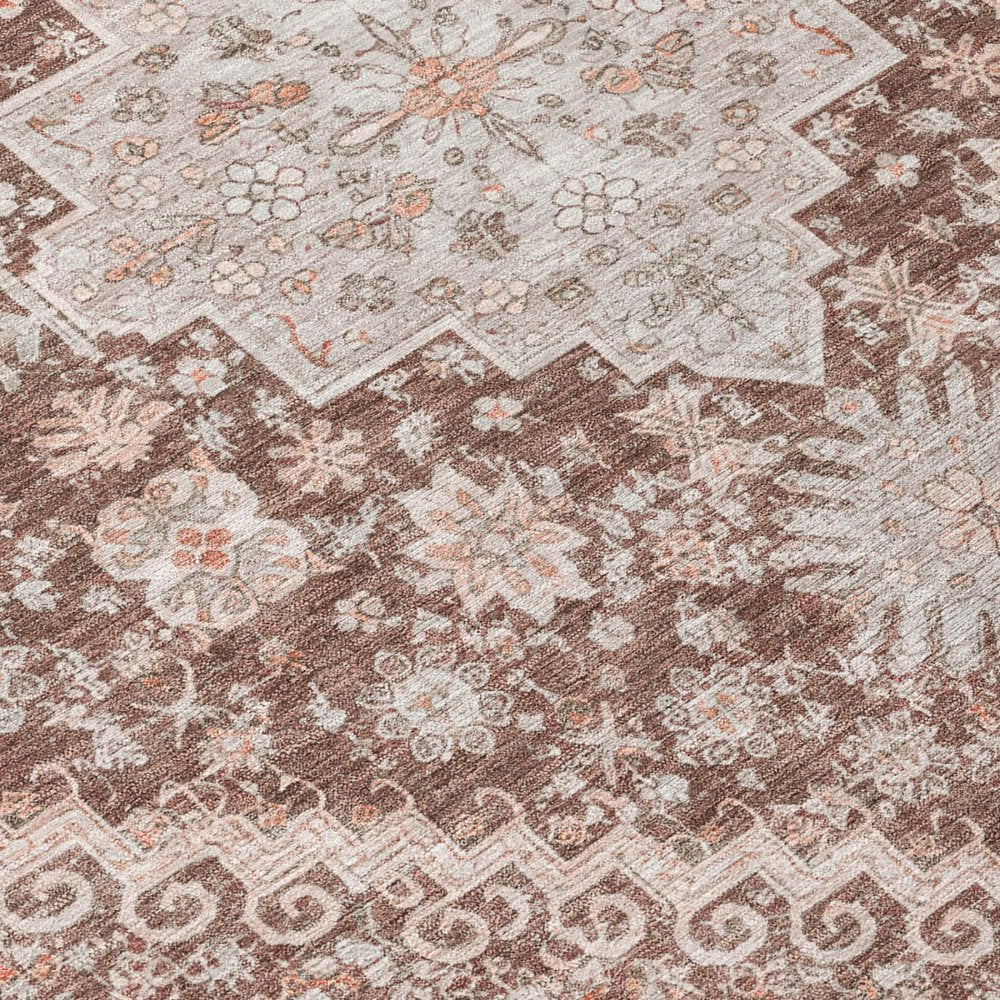 10' X 14' Orange And Beige Oriental Washable Indoor Outdoor Area Rug HomeRoots
