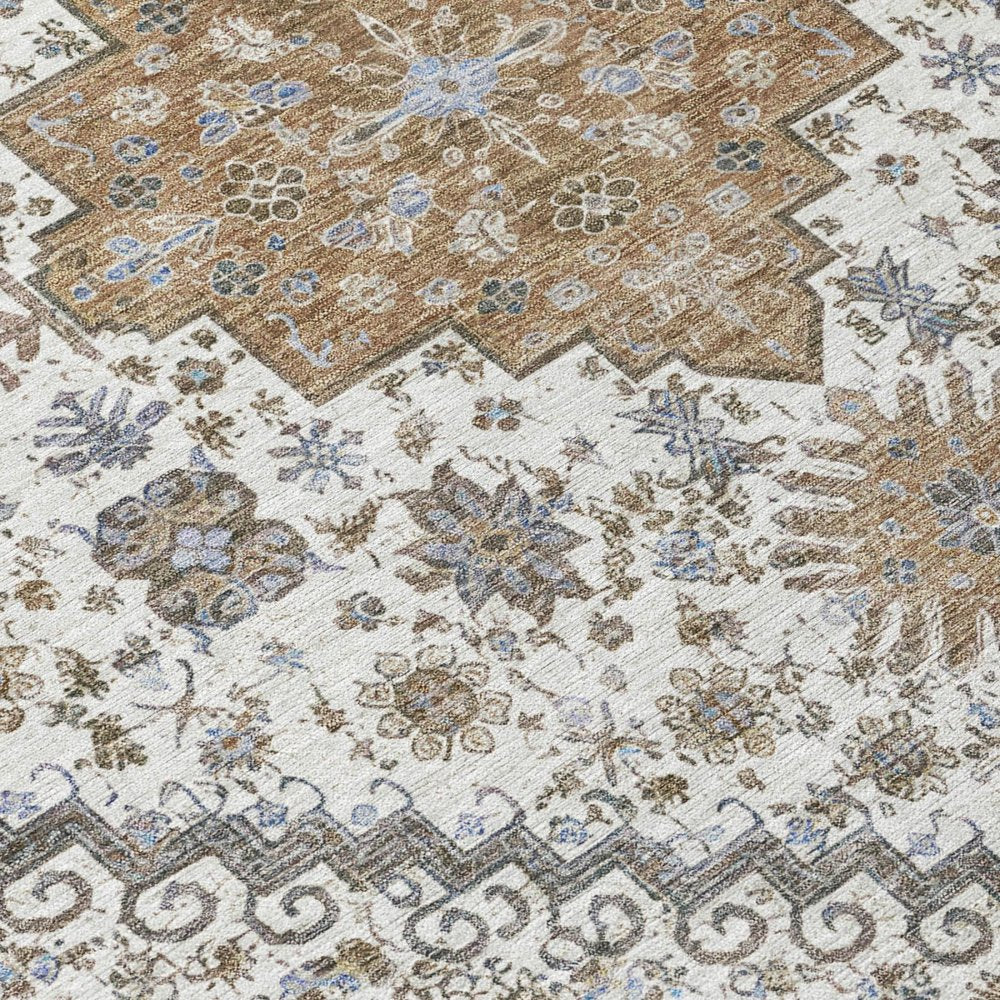 5' X 8' Pearl And Ivory Oriental Washable Indoor Outdoor Area Rug HomeRoots