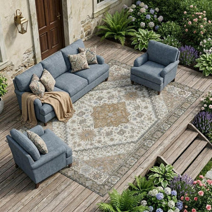 8' X 10' Pearl And Ivory Oriental Washable Indoor Outdoor Area Rug HomeRoots