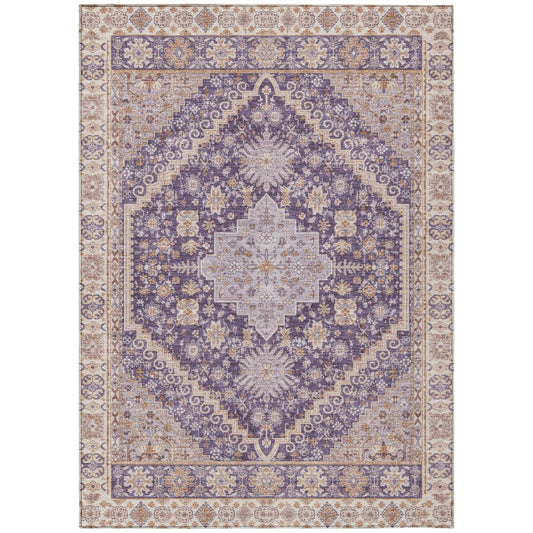 3' X 5' Purple And Blush Oriental Washable Indoor Outdoor Area Rug