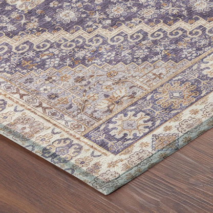 5' X 8' Purple And Blush Oriental Washable Indoor Outdoor Area Rug HomeRoots