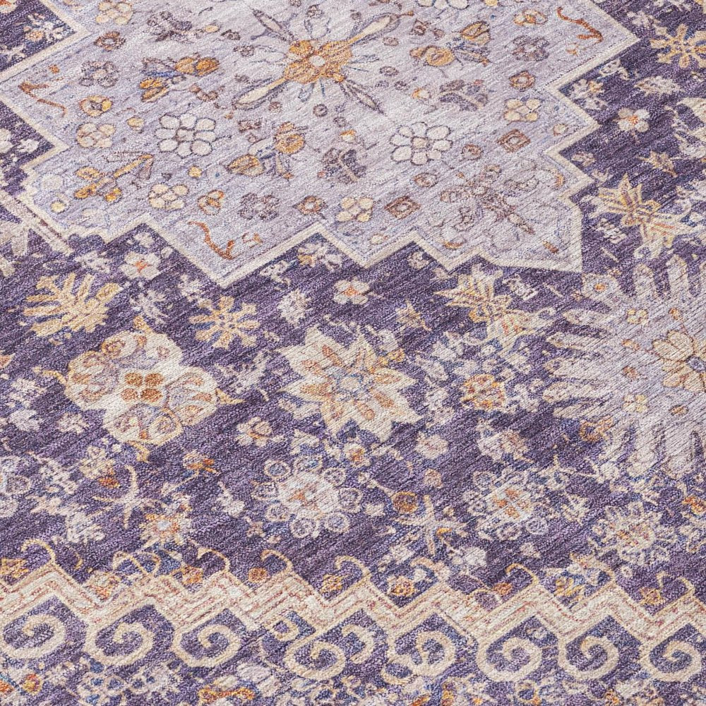 5' X 8' Purple And Blush Oriental Washable Indoor Outdoor Area Rug HomeRoots