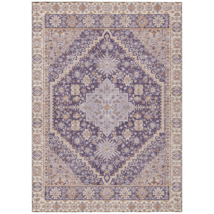 10' X 14' Purple And Blush Oriental Washable Indoor Outdoor Area Rug HomeRoots