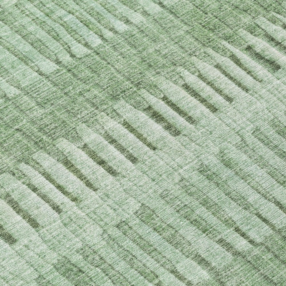 10' X 14' Green And Ivory Striped Washable Indoor Outdoor Area Rug — view 3