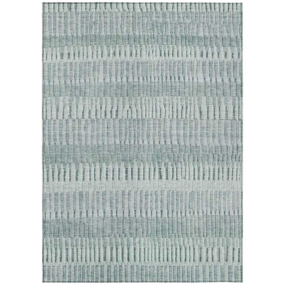 3' X 5' Aqua And Teal Blue Striped Washable Indoor Outdoor Area Rug — view 1