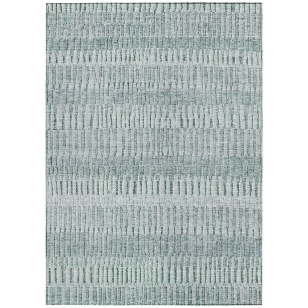 5' X 8' Aqua And Teal Blue Striped Washable Indoor Outdoor Area Rug — view 7