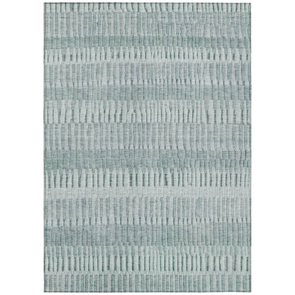 5' X 8' Aqua And Teal Blue Striped Washable Indoor Outdoor Area Rug HomeRoots