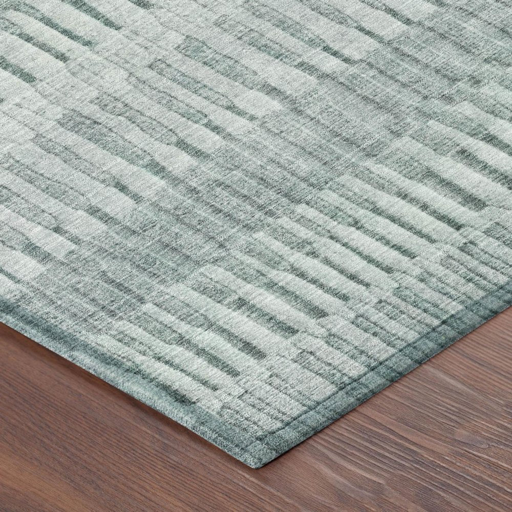 9' X 12' Aqua And Teal Blue Striped Washable Indoor Outdoor Area Rug HomeRoots