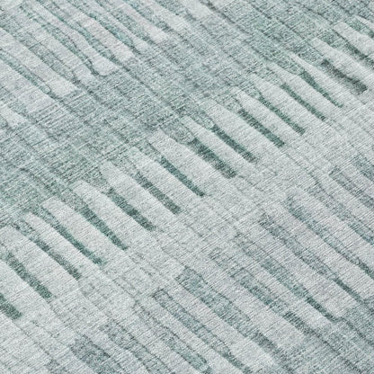 10' X 14' Aqua And Teal Blue Striped Washable Indoor Outdoor Area Rug HomeRoots