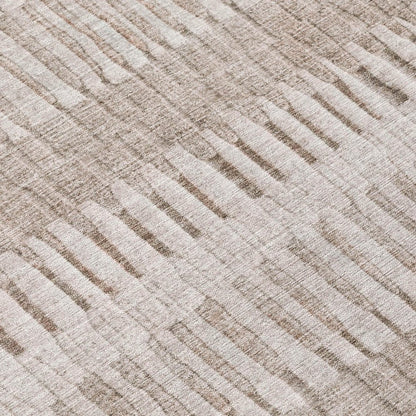 5' X 8' Beige And Brown Striped Washable Indoor Outdoor Area Rug HomeRoots