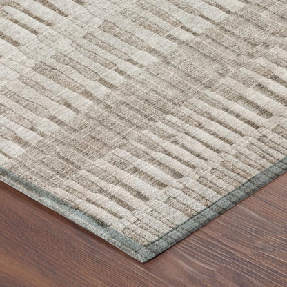 10' X 14' Beige And Brown Striped Washable Indoor Outdoor Area Rug HomeRoots