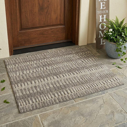 3' X 5' Brown And Beige Striped Washable Indoor Outdoor Area Rug HomeRoots