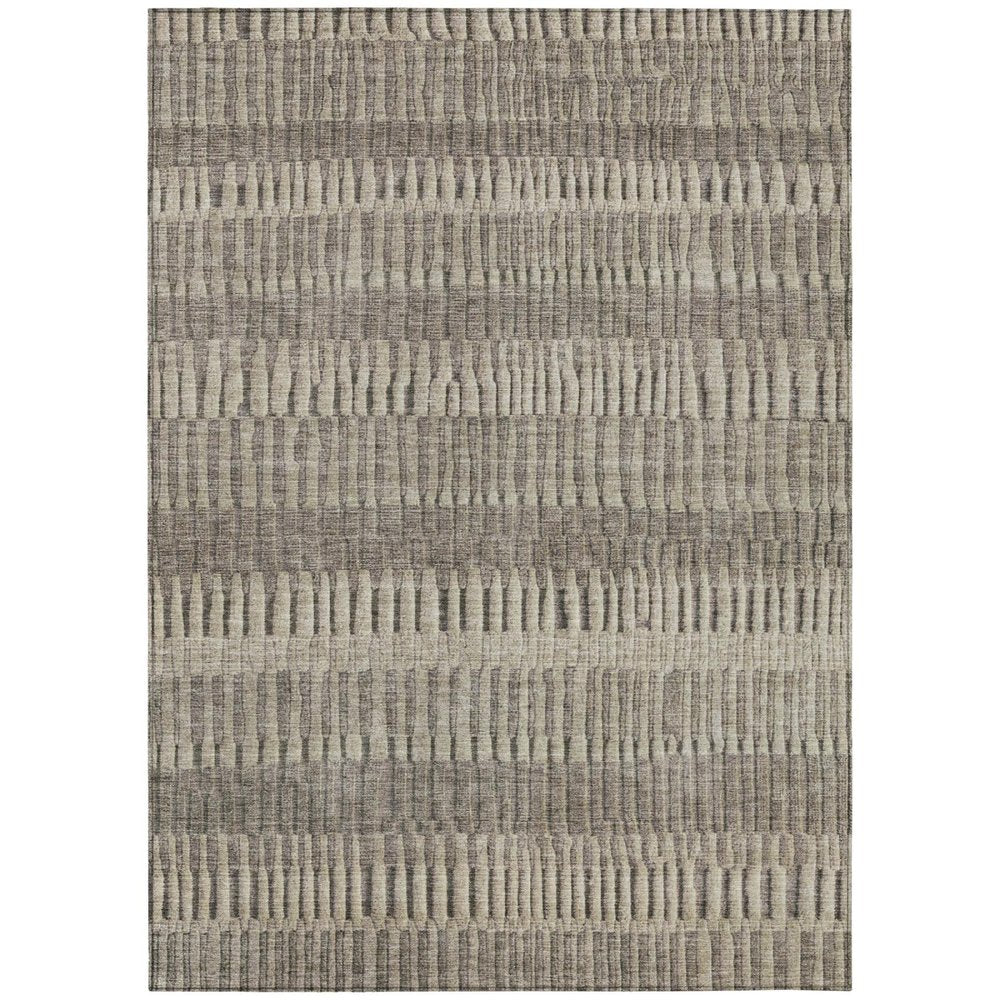 5' X 8' Brown And Beige Striped Washable Indoor Outdoor Area Rug HomeRoots