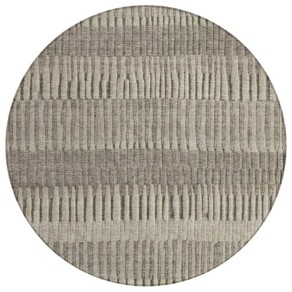 8' Brown And Beige Round Striped Washable Indoor Outdoor Area Rug HomeRoots
