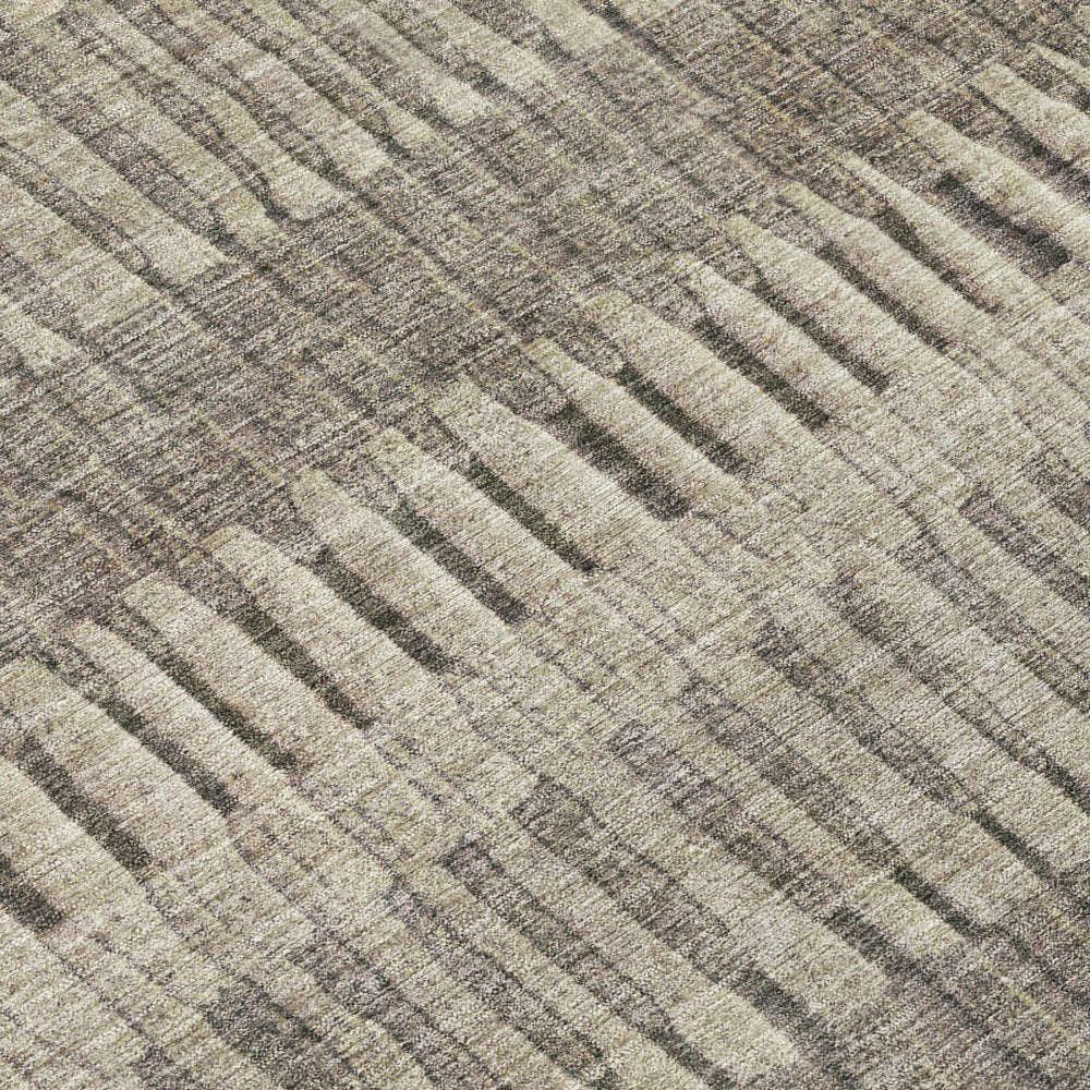 9' X 12' Brown And Beige Striped Washable Indoor Outdoor Area Rug — view 3