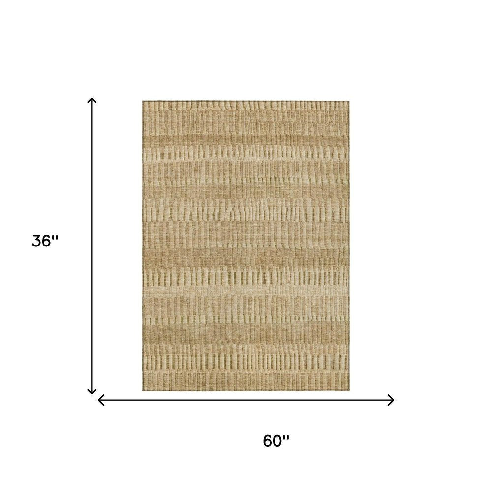 3' X 5' Copper And Orange Striped Washable Indoor Outdoor Area Rug HomeRoots