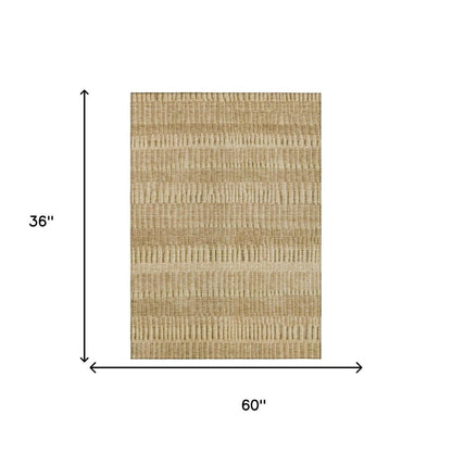 3' X 5' Copper And Orange Striped Washable Indoor Outdoor Area Rug HomeRoots