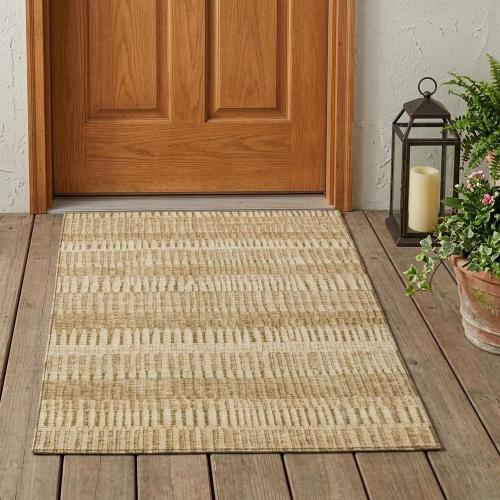 3' X 5' Copper And Orange Striped Washable Indoor Outdoor Area Rug HomeRoots
