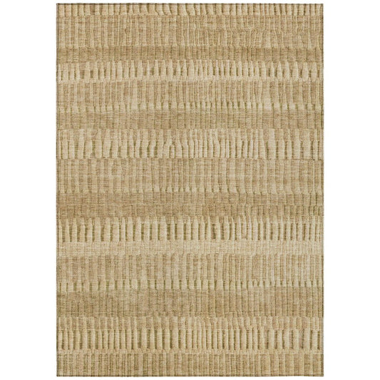 3' X 5' Copper And Orange Striped Washable Indoor Outdoor Area Rug