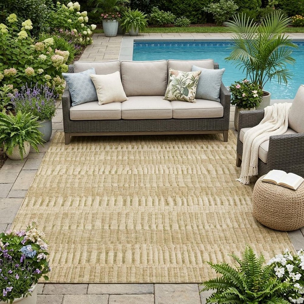 5' X 8' Copper And Orange Striped Washable Indoor Outdoor Area Rug — view 5