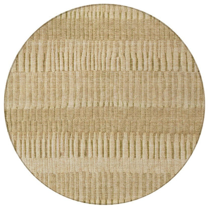 8' Copper And Orange Round Striped Washable Indoor Outdoor Area Rug