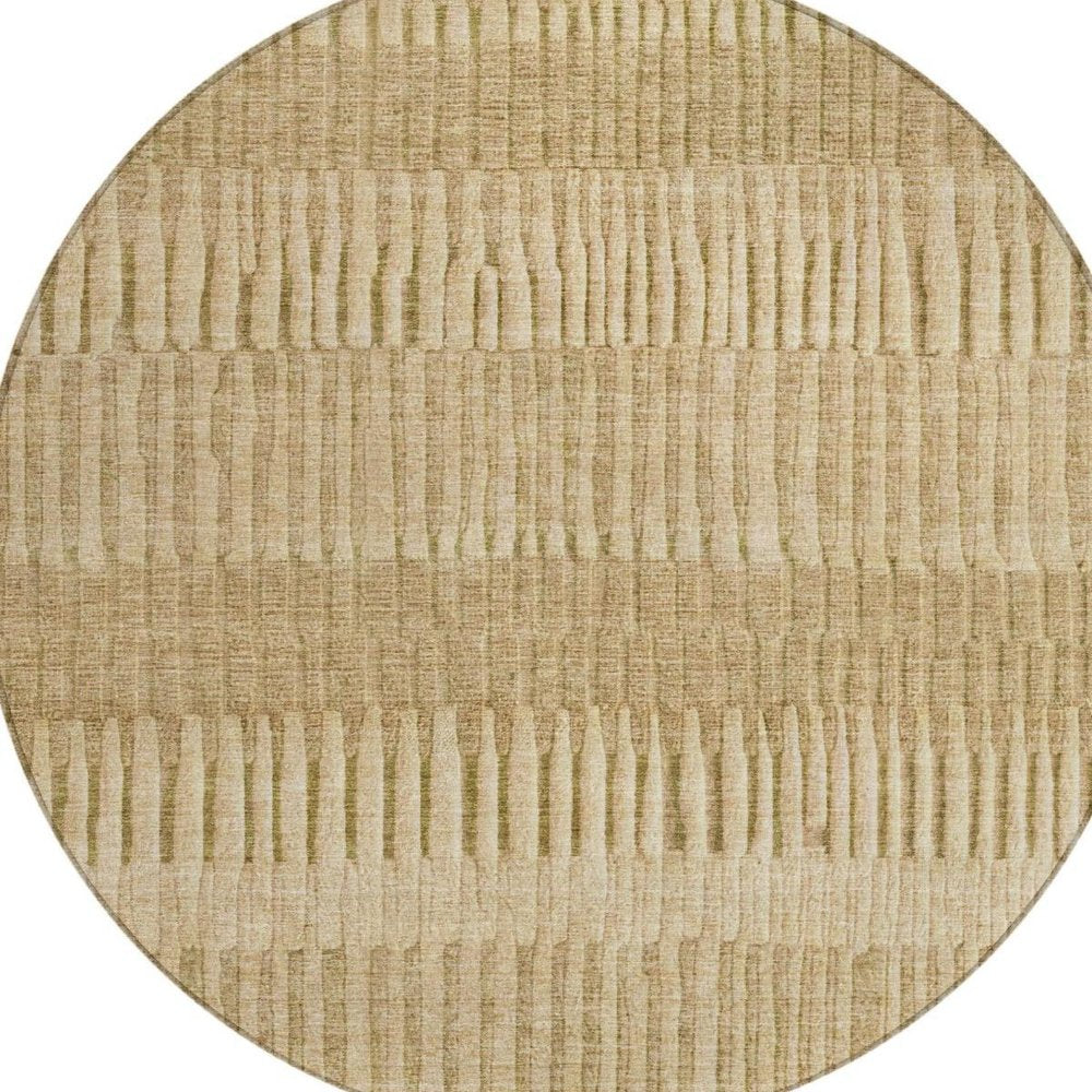 8' Copper And Orange Round Striped Washable Indoor Outdoor Area Rug — view 8
